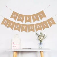 1set party bunting multipurpose baby shower supplies photo booth props happy birthday decoration kraft paper brown