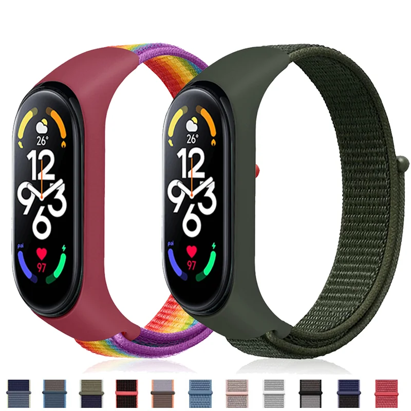 

Nylon Strap For xiaomi mi band 6 7 Bracelet watchband pulsera correa Strap Miband Bracelet Wristband Sport loop Mi band 6 5 4 3