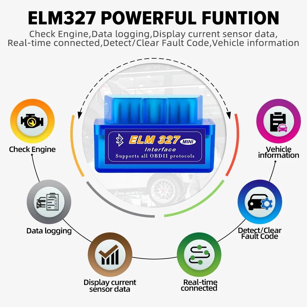 Bluetooth V1.5 ELM327 OBD2 Auto OBD Interface Scanner ELM 327 2 Car Diagnostic Tool Code Reader Mini for Android Automotive |