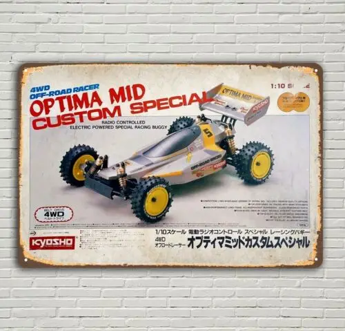 1p винтажный постер с металлическим знаком радиоуправляемого автомобиля - Kyosho Optima