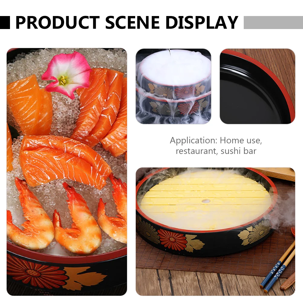 

Sushi Serving Plate Tray Japanese Plates Ice Sashimi Platter Dish Bowlboat Rice Wood Wooden Appetizer Display Dip Round Dishes