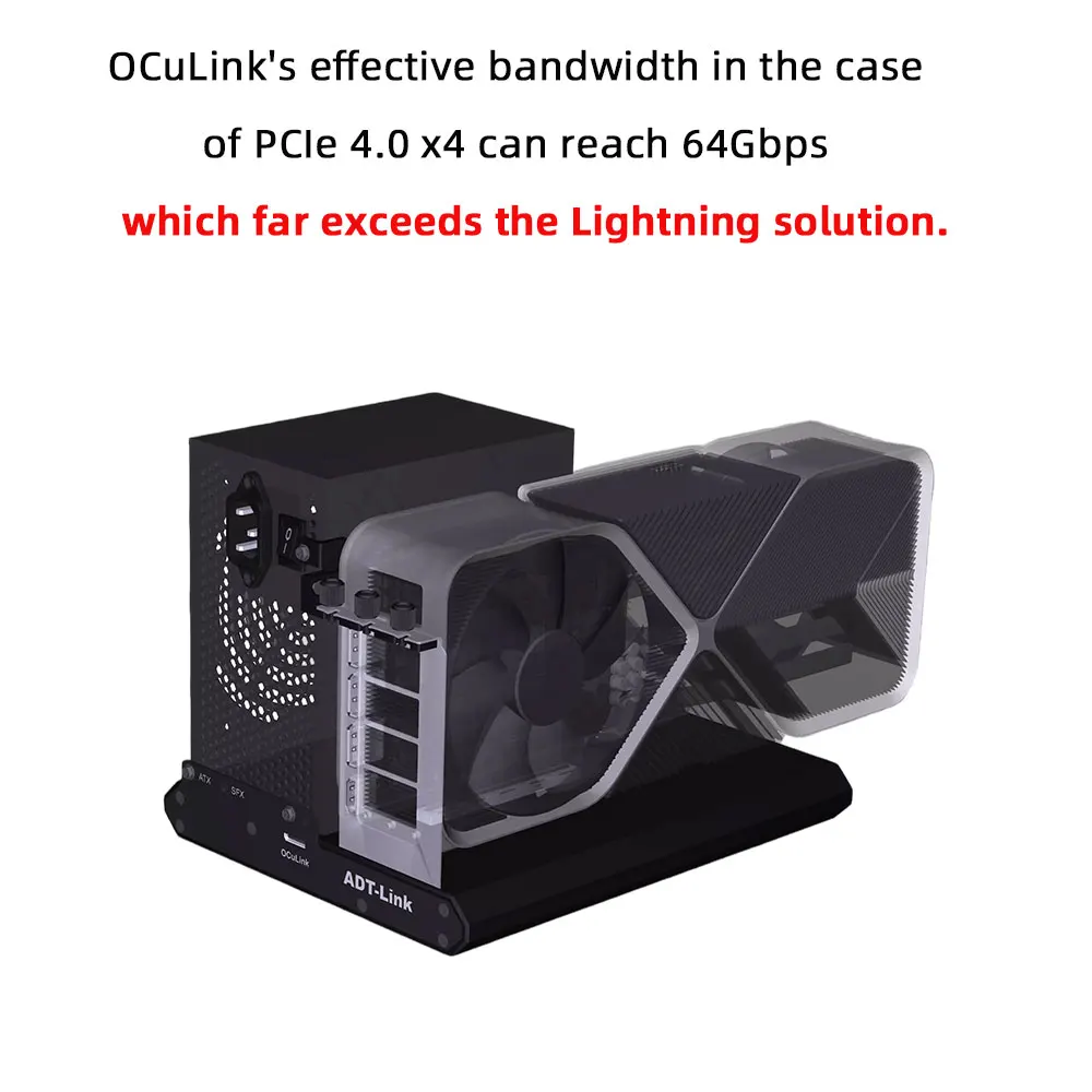 Фото ADT-Link F9G OCuLink PCIe4.0X4 Док-станция для внешней видеокарты ATX 500 Вт Док-станция для интерфейса M.2 NVMe №2