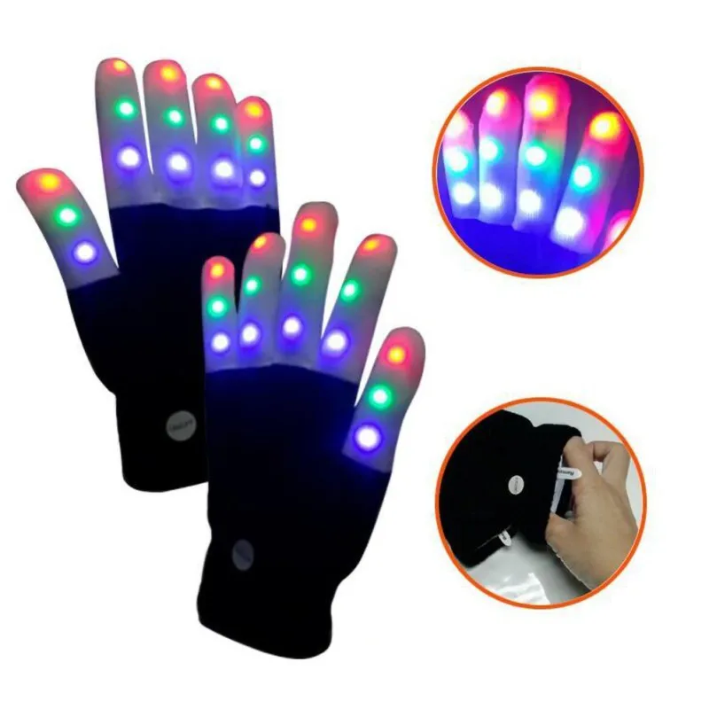 

Adult/child LED light Black White Gloves Bar Party Flash Party Fingertip Lighting Light Stripes New Ideas Gloves 1 Pair