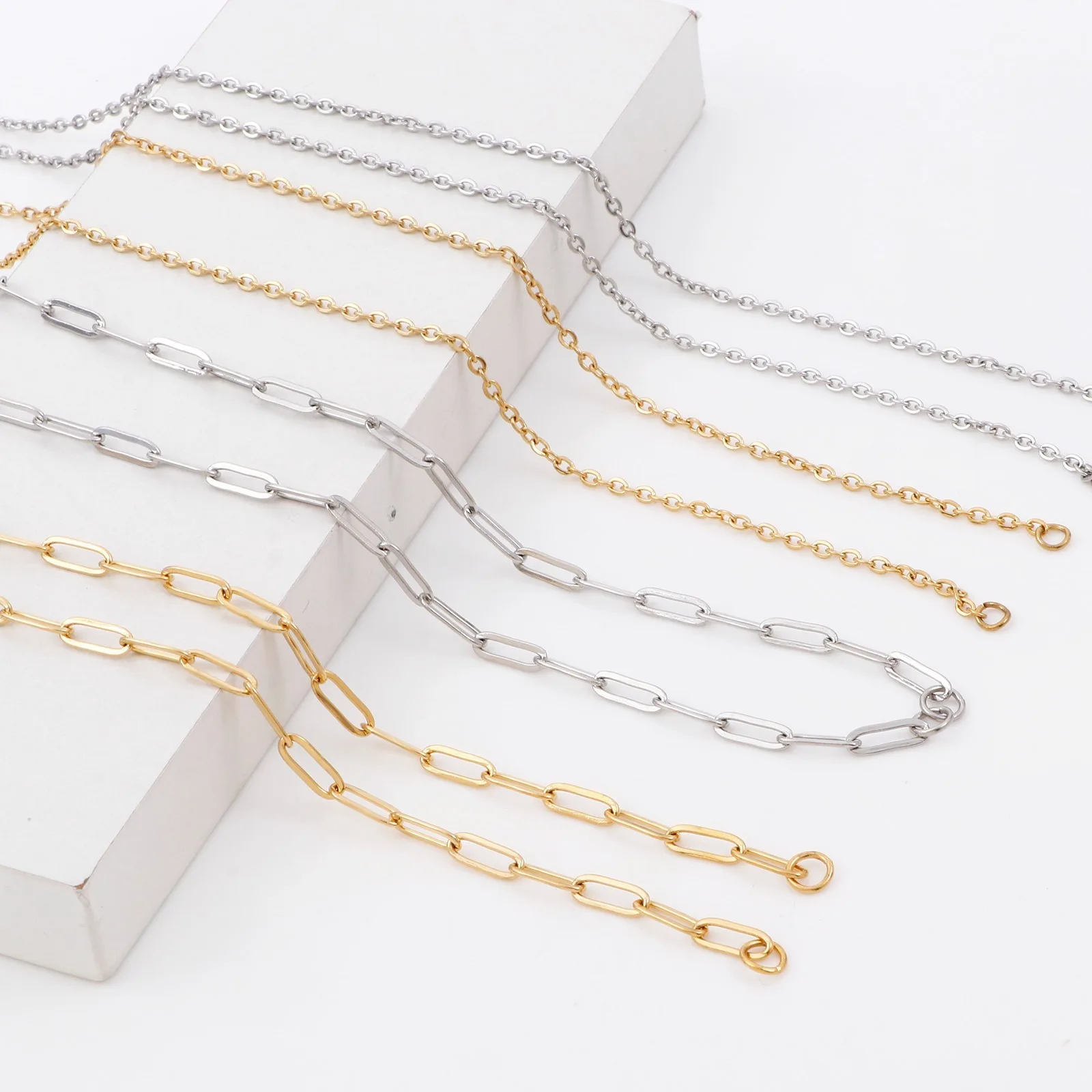 

44.5cm Stainless Steel Chain Extension Chain Link Cable Necklace For Jewelry Making Diy Charms Pendants Necklace Accessories