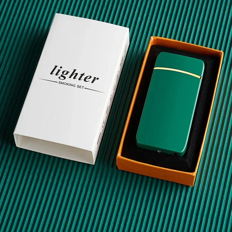 Беспламенная плазменная зажигалка с двойной дугой металлическая ветрозащитная