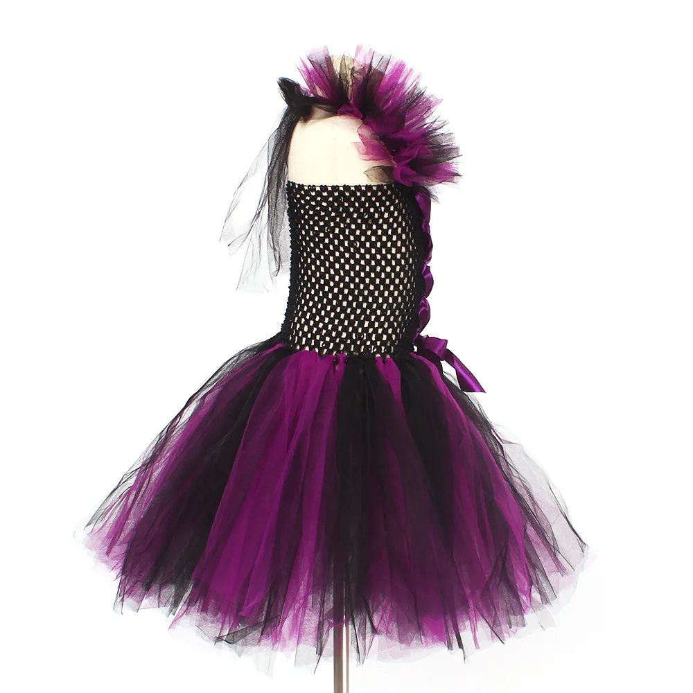 2022 Детский костюм ведьмы для девочек платье-пачка до колена на Хэллоуин с шапкой