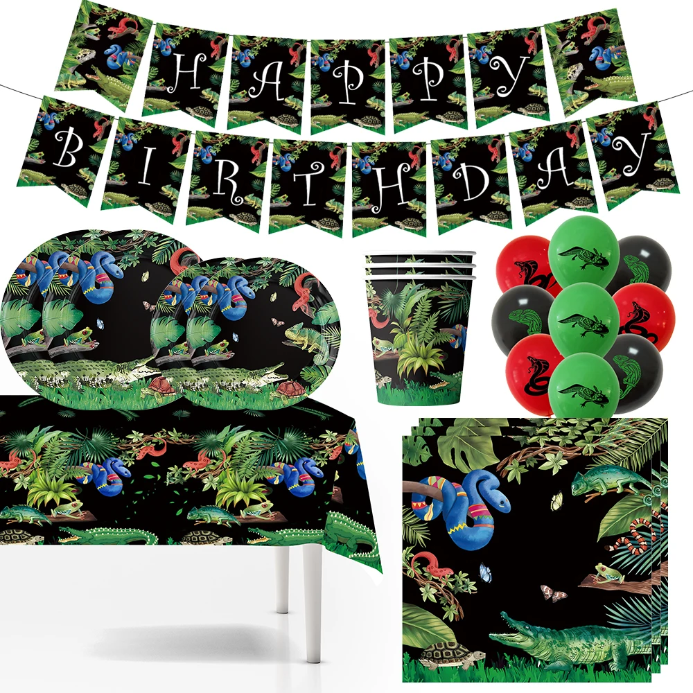 

Рептилии, искусственная ящерица и змея, одноразовая посуда