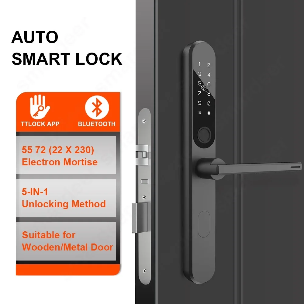 

, Умный дверной Bluetooth-замок для TTLock, блокировка по отпечатку пальца, универсальное правое/левое направление с отпечатком пальца/паролем/приложением