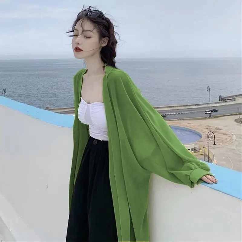 

Long Style Sun-proof Women Jackets Breathable Summer Holiday Tender Thin All-match Harajuku Clothes Mujer Elegant Hot Sale Solid