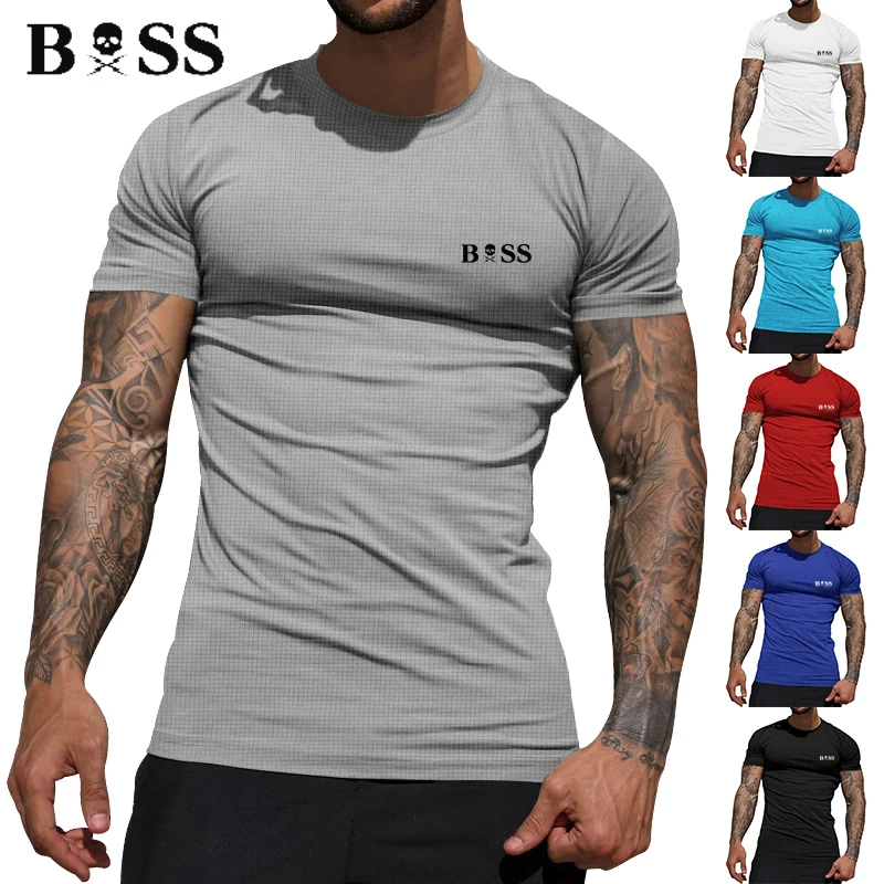 

Summer ice silk quick-drying short sleeve T-shirt men's loose fitness muscle size men's sports top half sleeve ice feeling