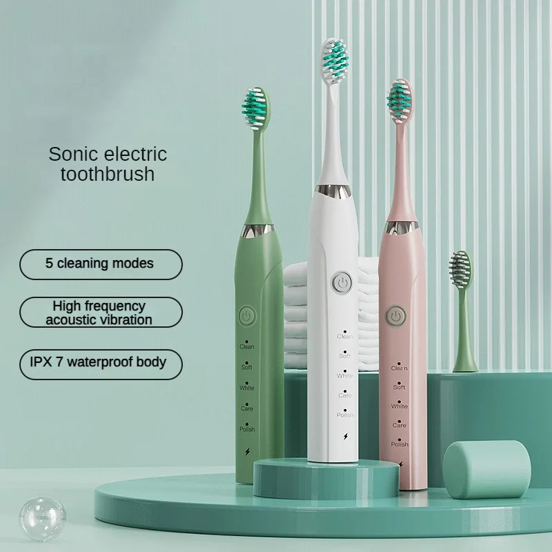 

Sonic Electric Toothbrush IPX7 Waterproof Dupont Soft Bristles USB Quick Charge 5 Modes Dental Teeth Whitening Kit Tooth Brush