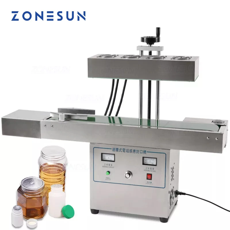 Zonesun Vertical Sealing Machine Electromagnetic Continuous Induction Aluminum Foil Sealing Machine Indution Automatic Sealer