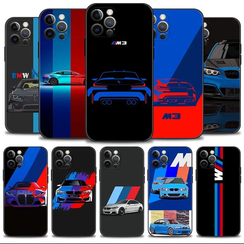 

Phone Shell For Apple iPhone 14 13 12 11 Pro Max 13 12 Mini XS Max XR X 7 8 Plus Case Cover Cartoon Blue Draw Bmw Car