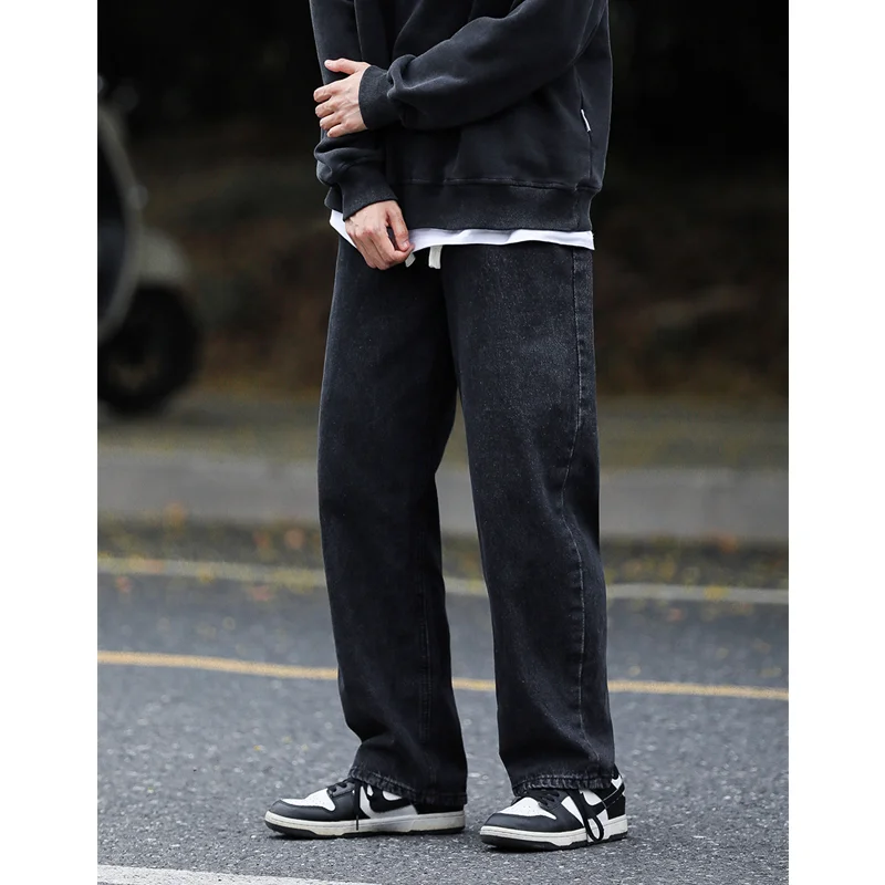 Men's Wear 2022 New Pattern Vintage Versatile Temperament Recreational Blue Jeans Loose Straight Cylinder Trousers Autumn Female