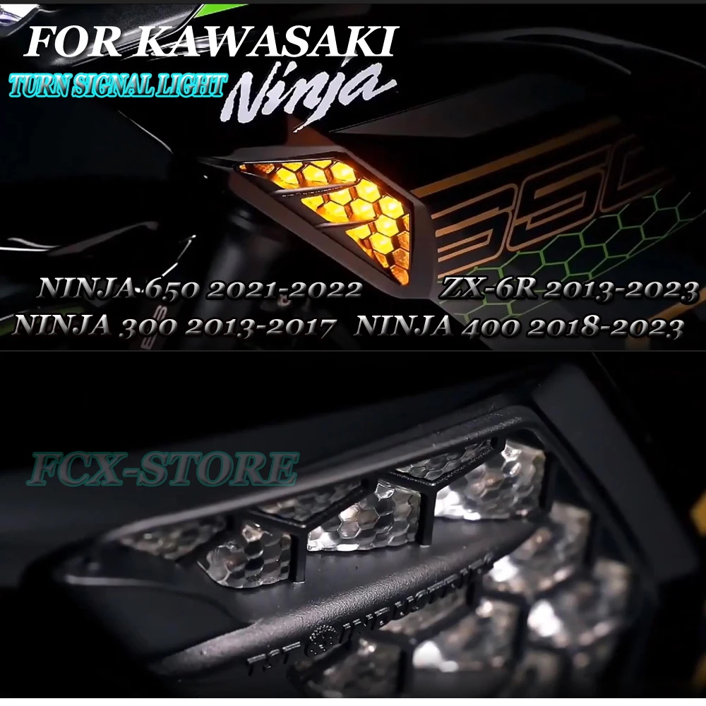 

Передний указатель поворота для мотоцикла Ninja 650, светодиодный индикатор, декоративная лампа для Kawasaki Ninja 400 300 1000 ZX 6R Ninja1000 Ninja300