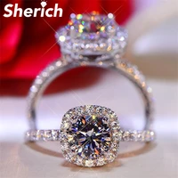 sherich 0 5ct 1ct 2ct 3ct moissanite brilliant diamond halo engagement rings for women girls gift 925 sterling silver jewelry