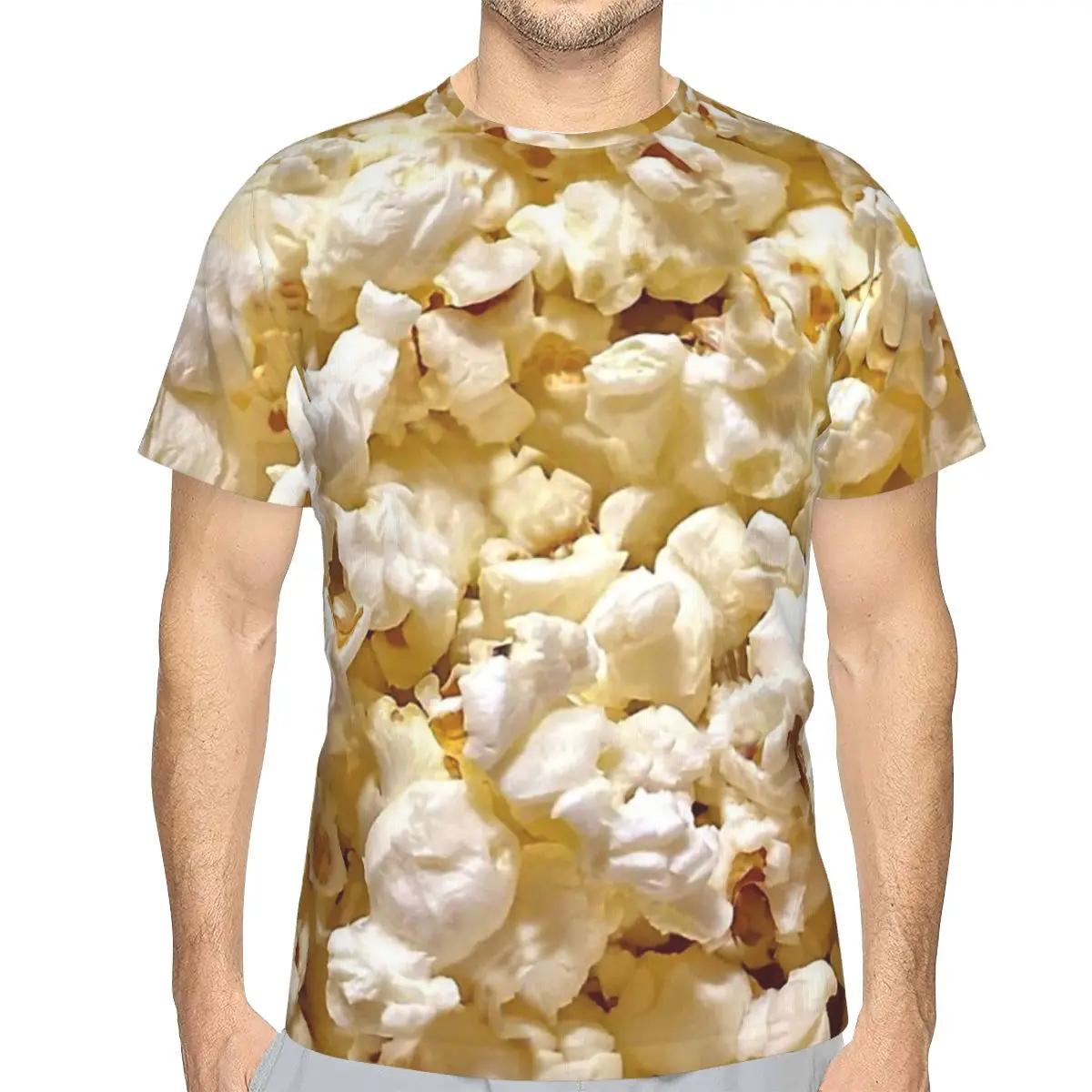 

Food Lover Art Polyester 3D TShirts Popcorn Personalize Men's Thin T Shirt New Trend Tops