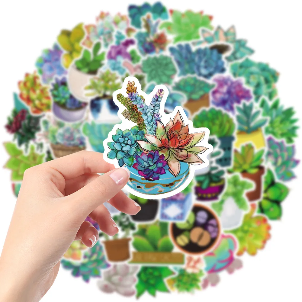 

10/50pcs Cute Succulent cactus Stickers For Notebooks Laptop Stationery Aesthetic Sticker Scrapbooking Material Craft Supplies