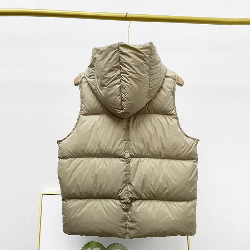 2022 Hooded Short Down Jacket Vest White Duck Down Vest Waistcoat Sleeveless Vest