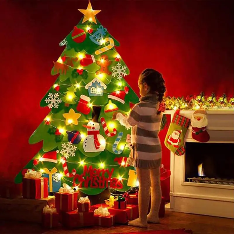 

Felt Christmas Tree Wall Hanging New LED Christmas tree non-woven Christmas holiday pendant diy decoration felt Christmas tree