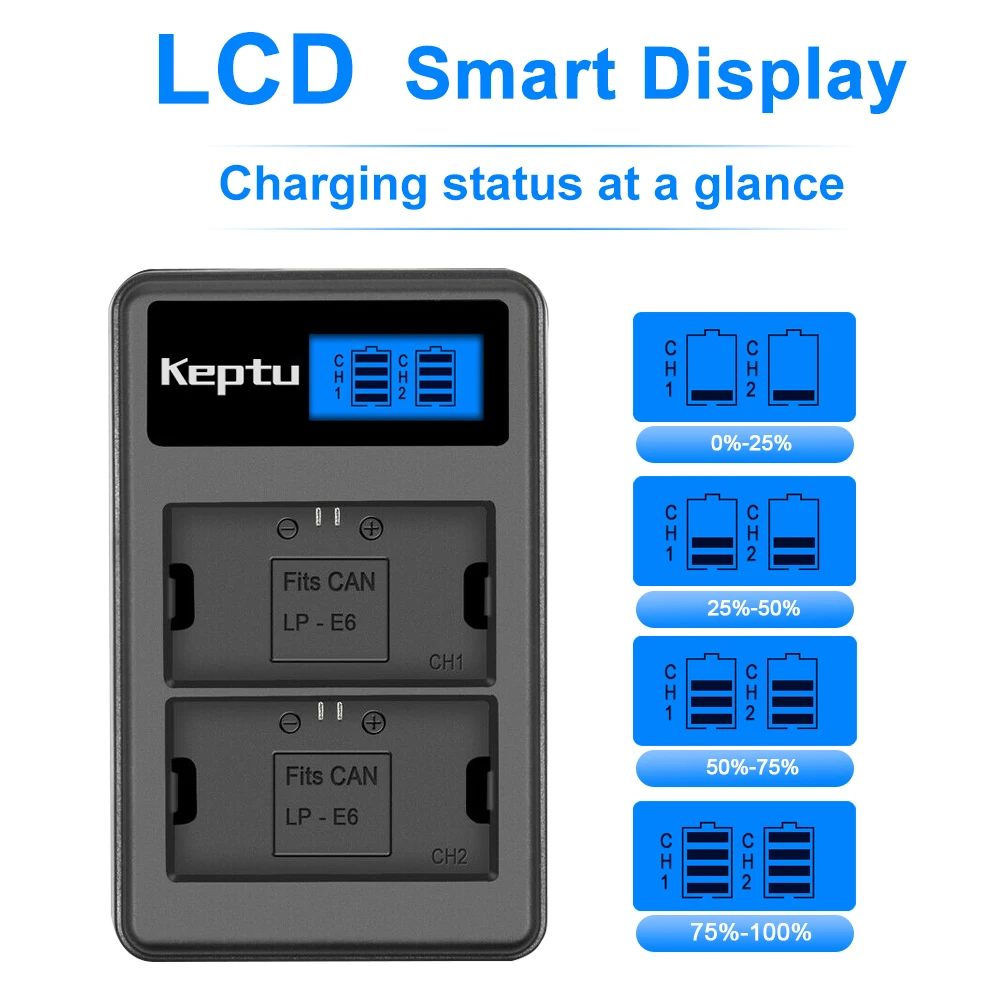 KEPTU LP-E6 LP-E8 LP-E12 E6 E8 E12 Зарядное устройство для смарт-камеры аккумулятора камеры Canon