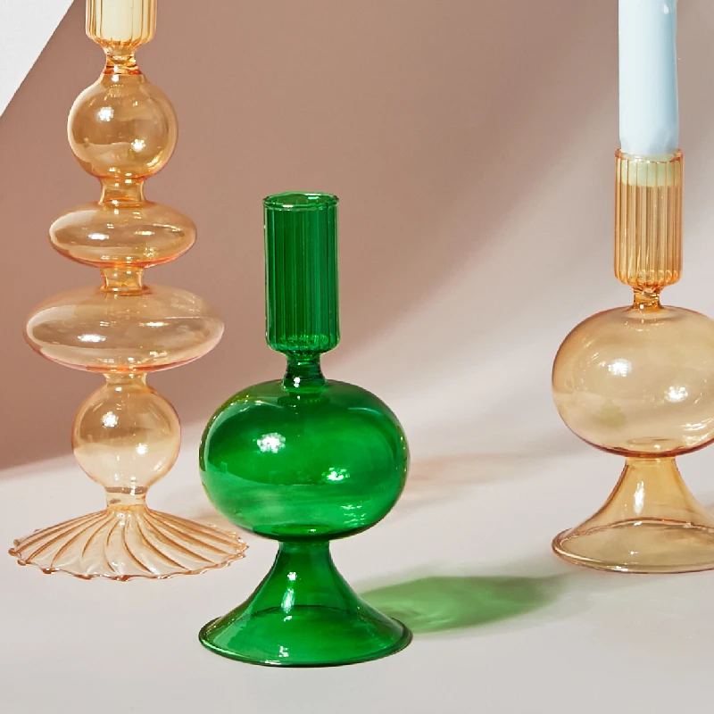 Floriddle Glass Candle Holders Candlesticks Holder Romantic Wedding Candelabra Home Decor Vase Table Centerpieces | Дом и сад