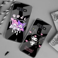 bandai cute cartoon kuromi phone case tempered glass for samsung s20 ultra s7 s8 s9 s10 note 8 9 10 pro plus cover