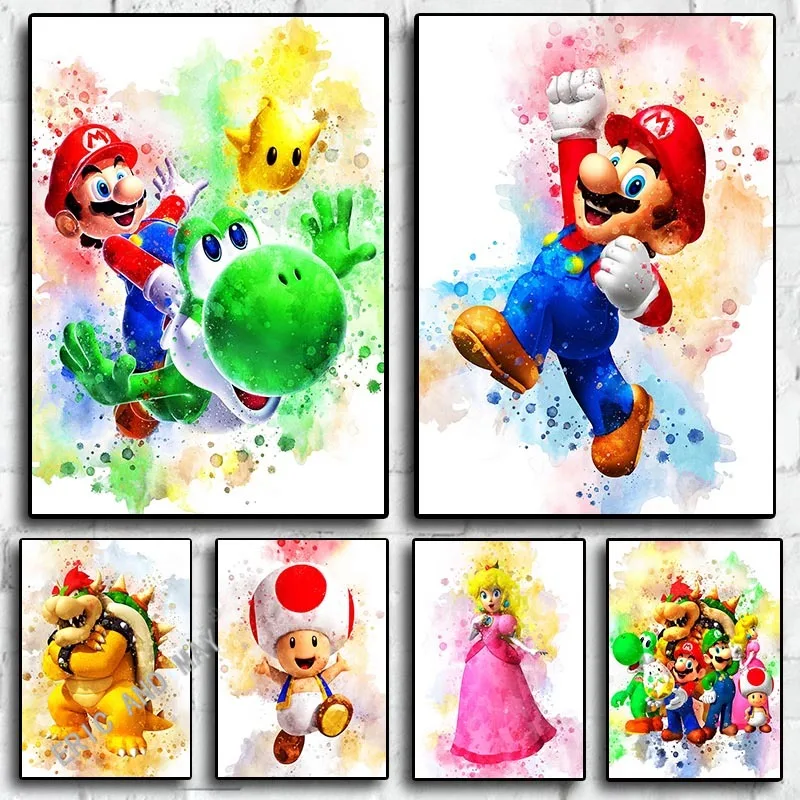 

Kawaii Room Decoration Cartoon Watercolor Game Animation Poster Children's Room Decoration Chambre Home Decoration Canvas