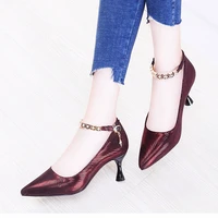 plus size women dress shoes med heels mary janes shoes bow pointed toe pumps buckle strap grandma shoes ladies office shoes