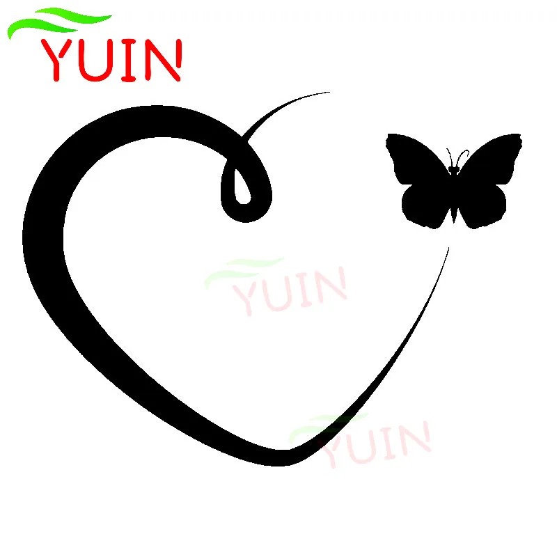 

Romantic Love Heart Shaped Butterfly Exquisite Car Sticker Fashion Decoration PVC Waterproof Decal Black/White/Red/Laser/Silver