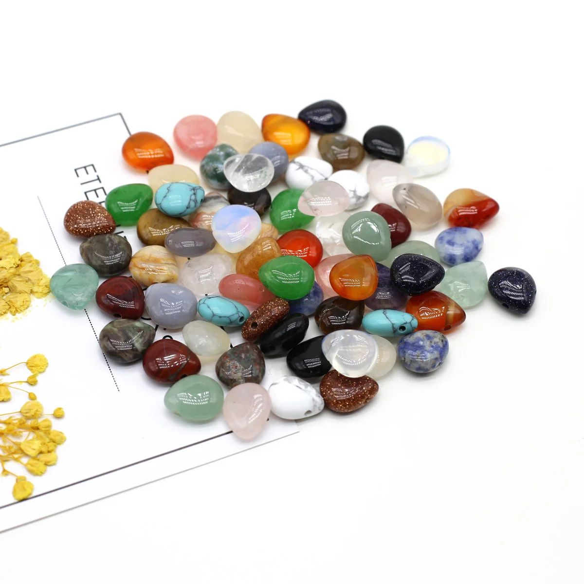 

10pcs/lot Natural Stone Pendant Water Drop Shape Natural Rose Quartzs Turquoises Pendant Charms for Making DIY Jewerly Accessory