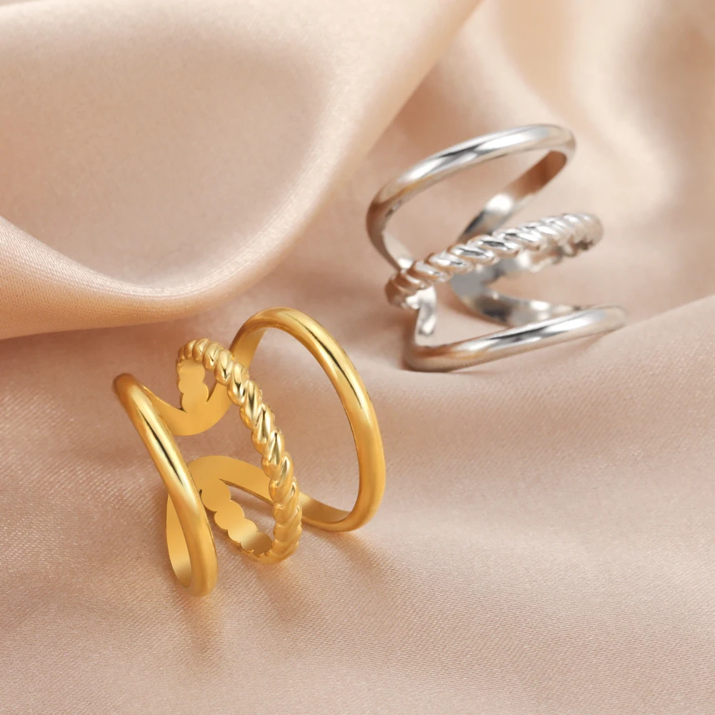 Недорогие ювелирные кольца из нержавеющей стали для женщин позолоченная цепочка