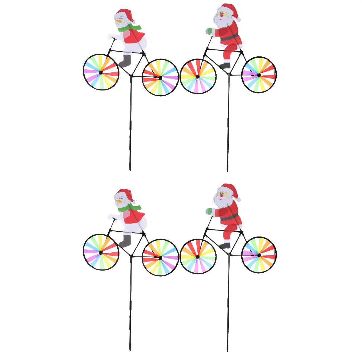 

Windmill Stake Wheel Santa Garden Flower Kidsgift Xmas Bikesnowman Holiday Yard Triple Ornaments Claus Decor Wind Windmills
