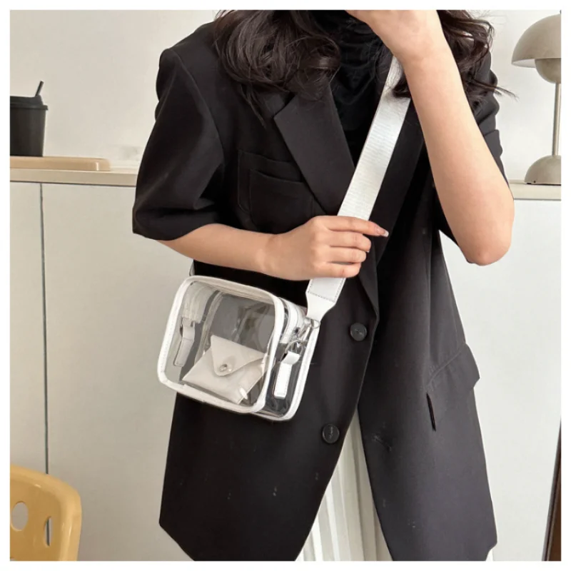 

Fashion PVC Transparent Women Shoulder Bags Casual Ladies Crossbody Bags Solid Handbags Messenger Bags for Women Phone Purse