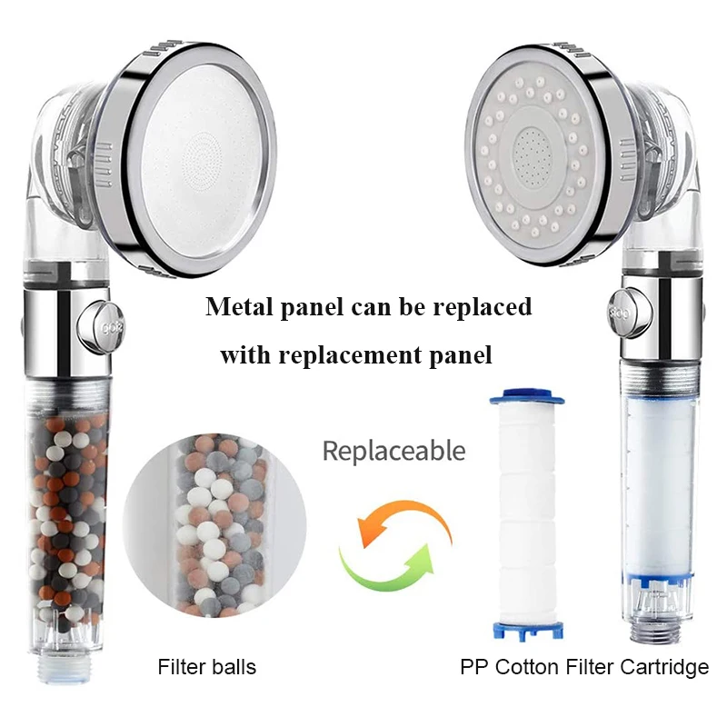 new bathroom spa shower head with colorful box 3 modes adjustable high pressure water saving with replacement beads and filter free global shipping