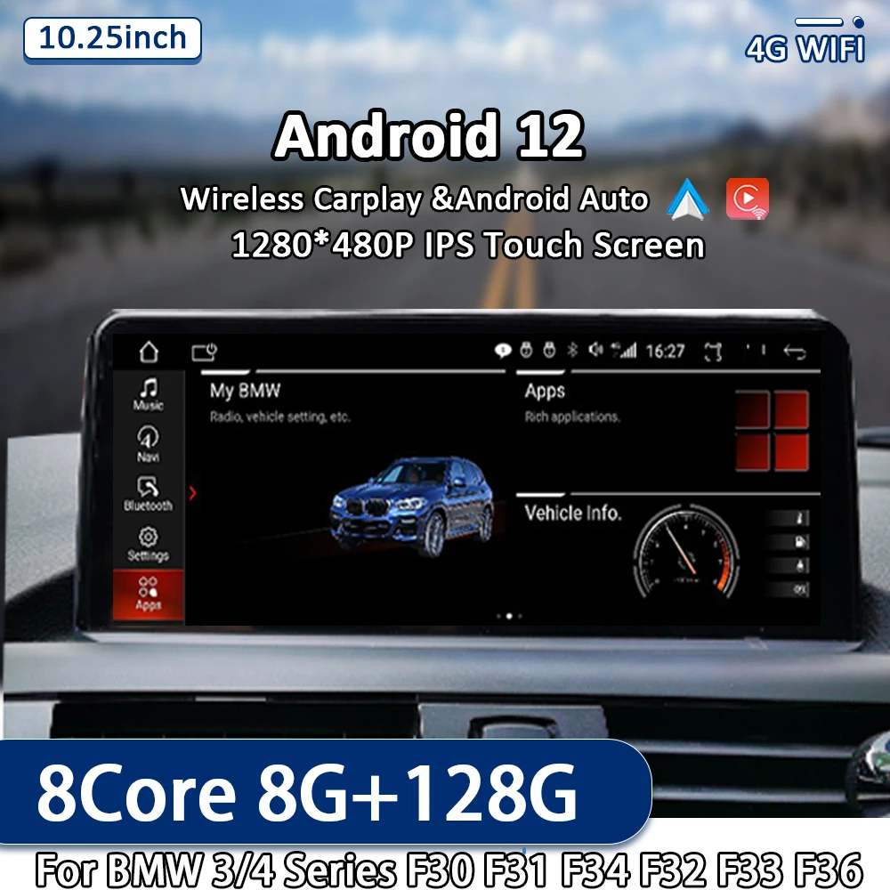 IPS Android 12 Авто Стерео для BMW F30 F20 F31 F34 F21 F32 F33 F36 оригинальная система NBT