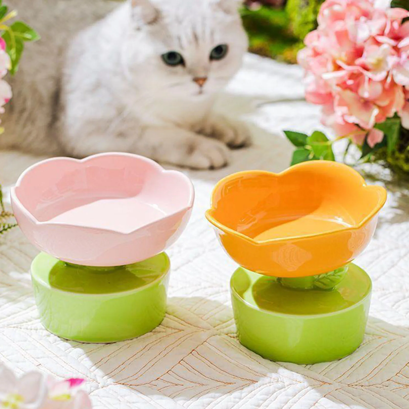 

Elevated Ceramic Cat Bowls Elevated Sturdy Base Pet Feeder Dish for Cats Pet Feeding Accessories Pet Supplies Cat Dog Bowl