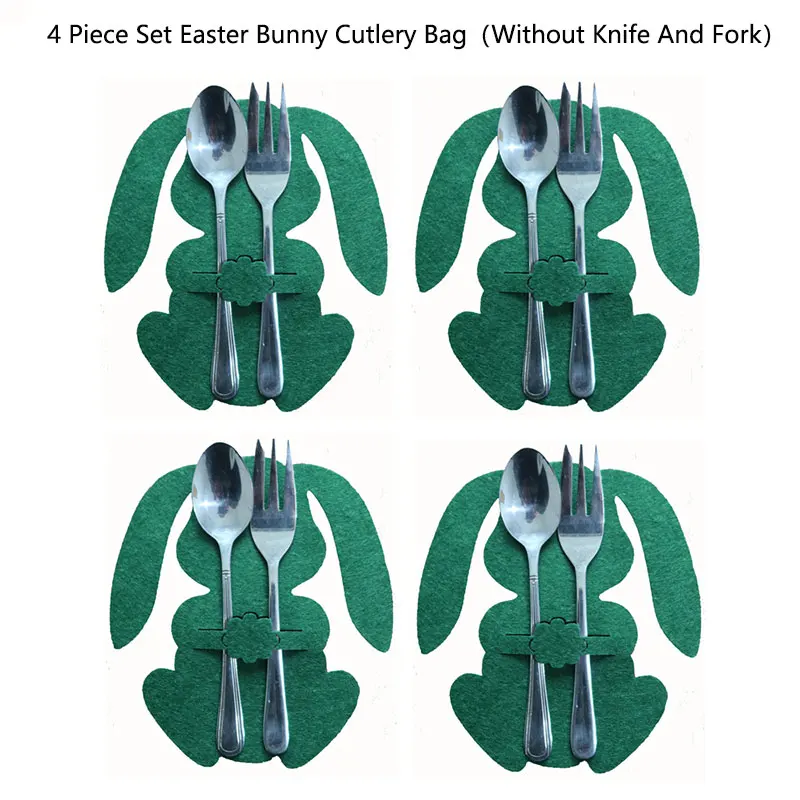 

4pcs/set Easter Tableware Bags Cutlery Bags Decor Tableware Holder Bags
