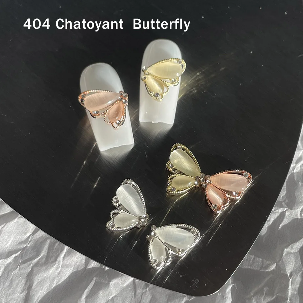 

-Half Butterfly- Allure Chatoyant Crystal Wings Jewelry Hollow Contour Butterfly Metal Alloys Pairs Design Nail Ornaments 404art