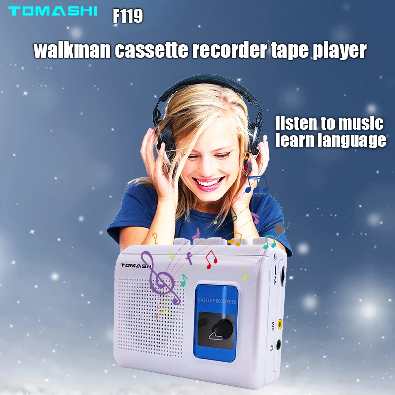 Кассетный магнитофон Walkman с Built-in динамиком микрофоном разъемом для наушников и