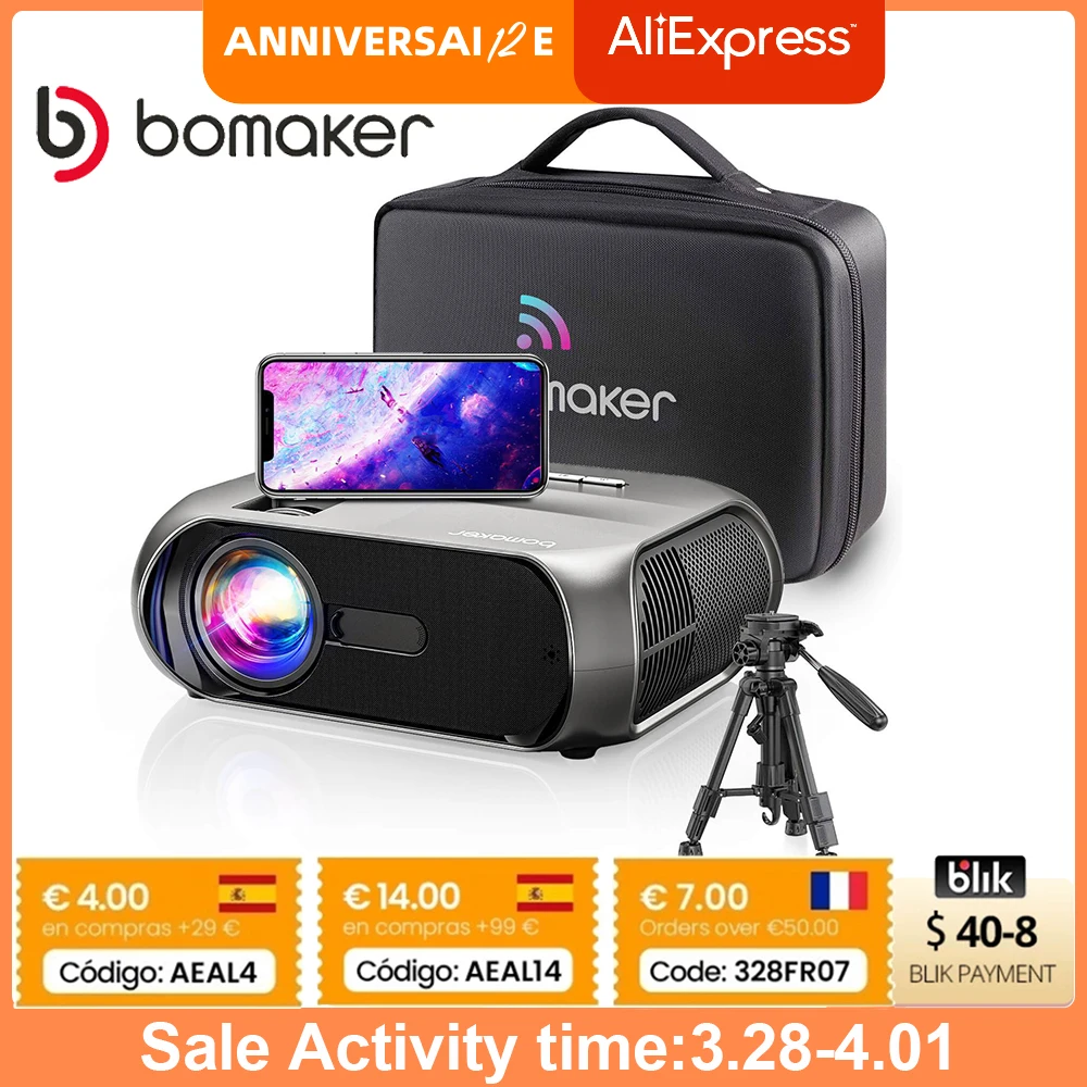 Светодиодный проектор BOMAKER Android Wi-Fi Full HD поддержка 1080P 300 дюйма большой экран для