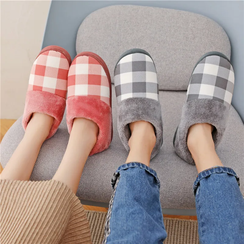 

Cotton Slippers Women's Winter Couple 2022 New Men Home Non-slip Warm Shoes Indoor Plush Slippers Comfortable Zapatillas Planas