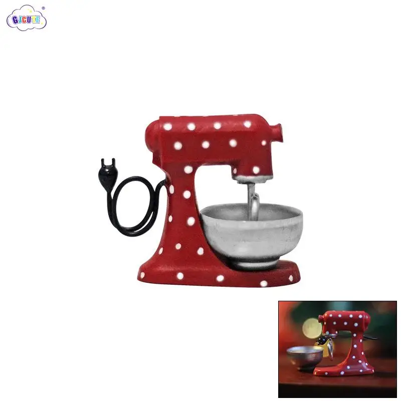 

1pcs 1:12 Dollhouse Mini Home Accessories Christmas Red Mixer Blender Model Simulation Mini Mixer Shooting Scene Props