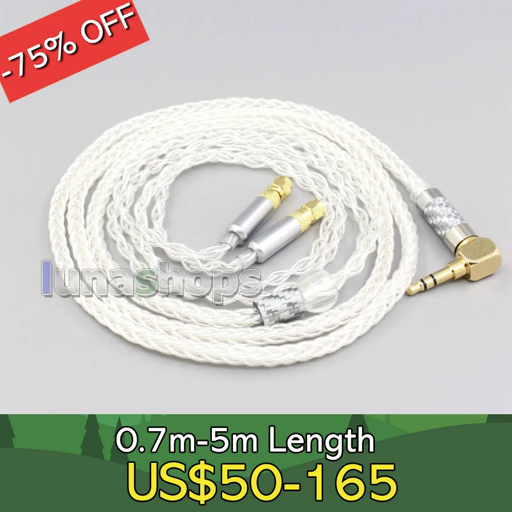 4.4mm XLR 2.5mm 3.5mm 99% Pure Silver 8 Core Earphone Cable For HiFiMan HE400 HE5 HE6 HE300 HE4 HE500 HE6 LN006778