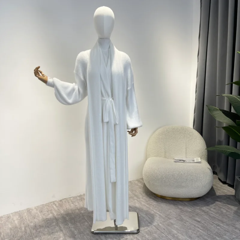 

Женское теплое платье средней длины, белое, черное платье с запахом на завязках, украшение на пуговицах, Осень-зима 2022