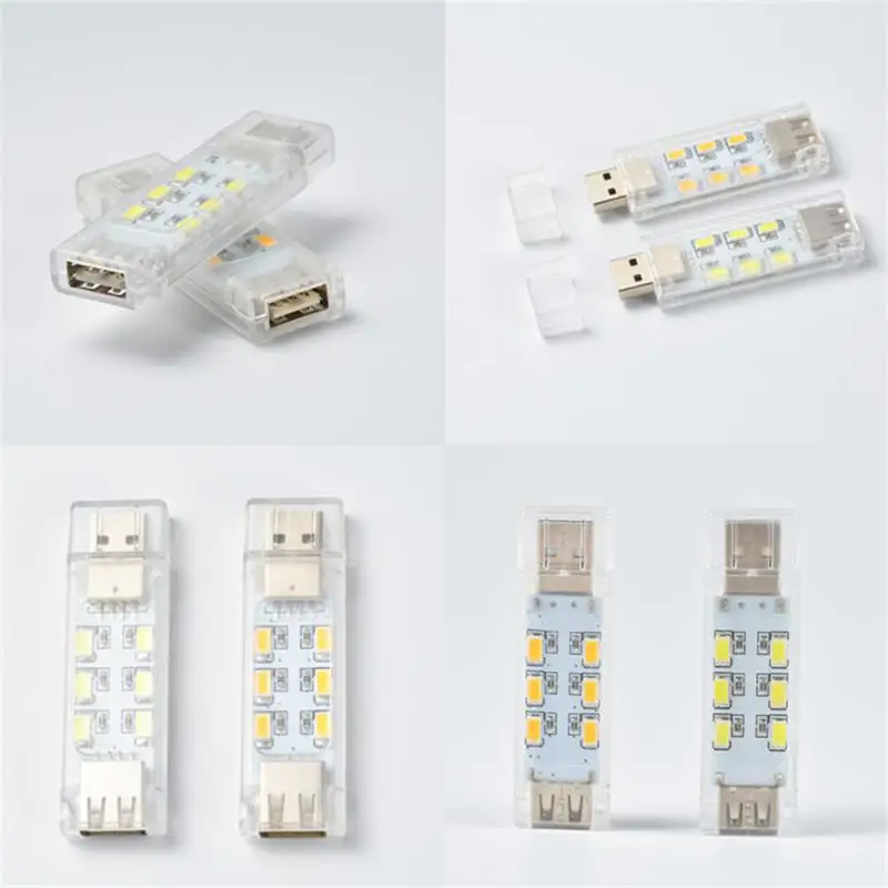 

Portable USB Night Lights Mini 12LED Double-sided Bright Reading Light Computer Mobile Power Light Bedroom Bedside Sleep Lamp
