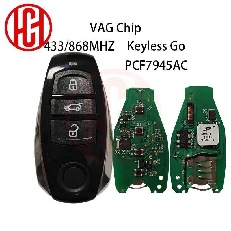 

Дистанционный ключ от автомобиля PCF7945AC HITAG VAG чип 433 МГц 868 МГц Keyless Go автомобильный дистанционный ключ для VW Volkswagen Touareg 2010-2018