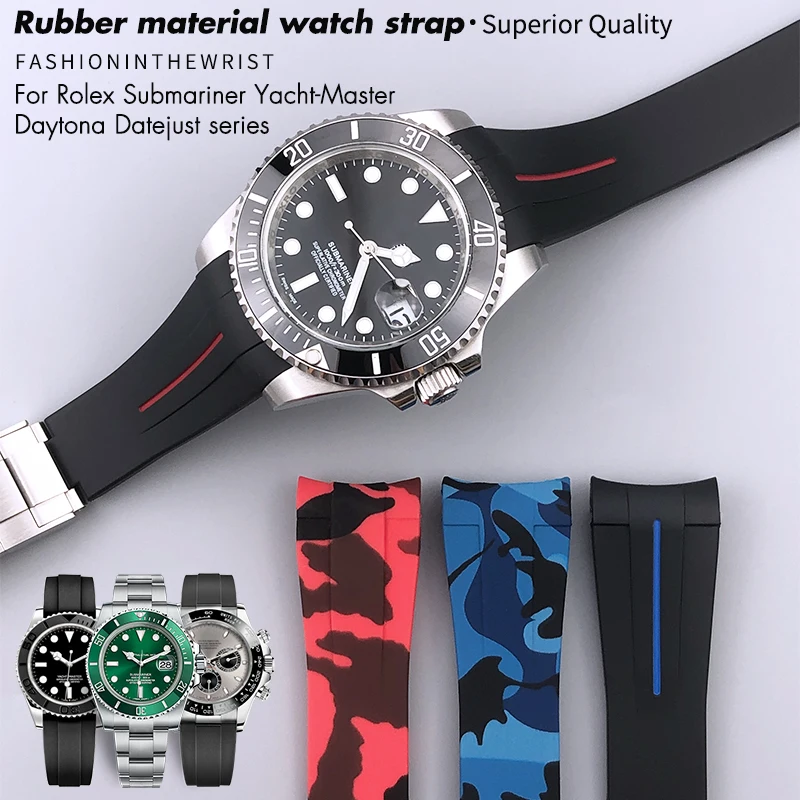 Ремешок силиконовый для часов 20 мм 21 браслет Rolex DAYTONA SUBMARINER yach- Master Deepsea GMT с
