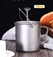 pure titanium pressure pot hand made coffee pot filter water cup wide mouth tourist household french filter pressure hanging cup