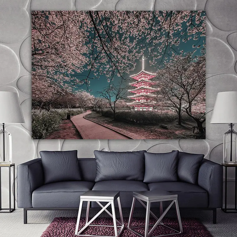

Sunset Background Fabric Dormitory Live Broadcast Cloth Tapestry Wall Hanging Living Dorm Room Decoration Tapestries Aesthetic